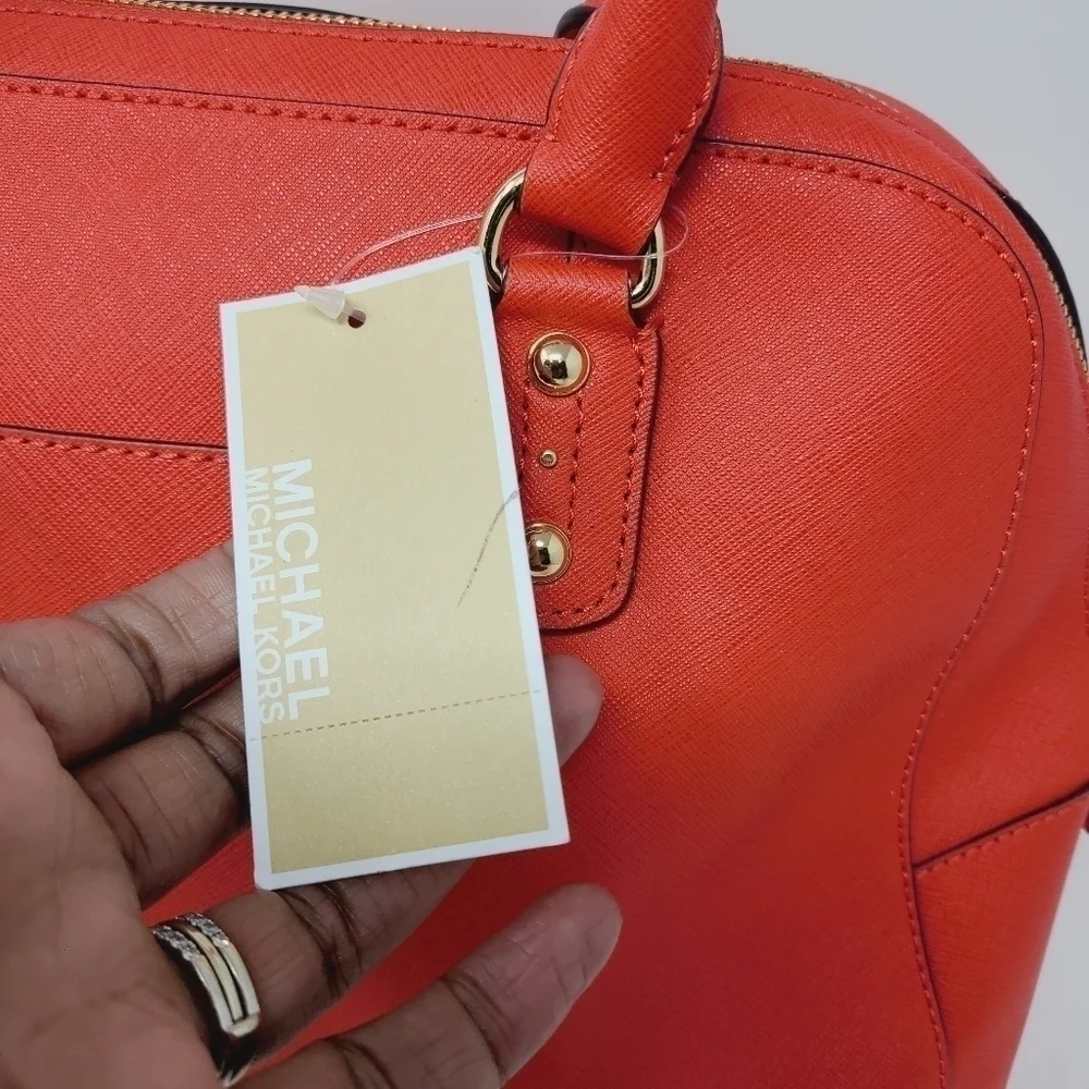 Michael Kors | Saffiano Large Orange Leather Shoulder Satchel Bag (NWOT)